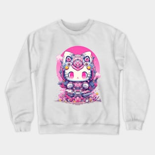 SAMURAI KITTY - SUPER FLOWER TANK | Mecha Neko Army | PROUD OTAKU Crewneck Sweatshirt